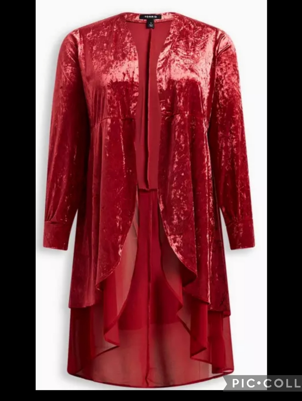 Torrid Plus Size Red Velvet & Chiffon Kimono Duster Jacket.